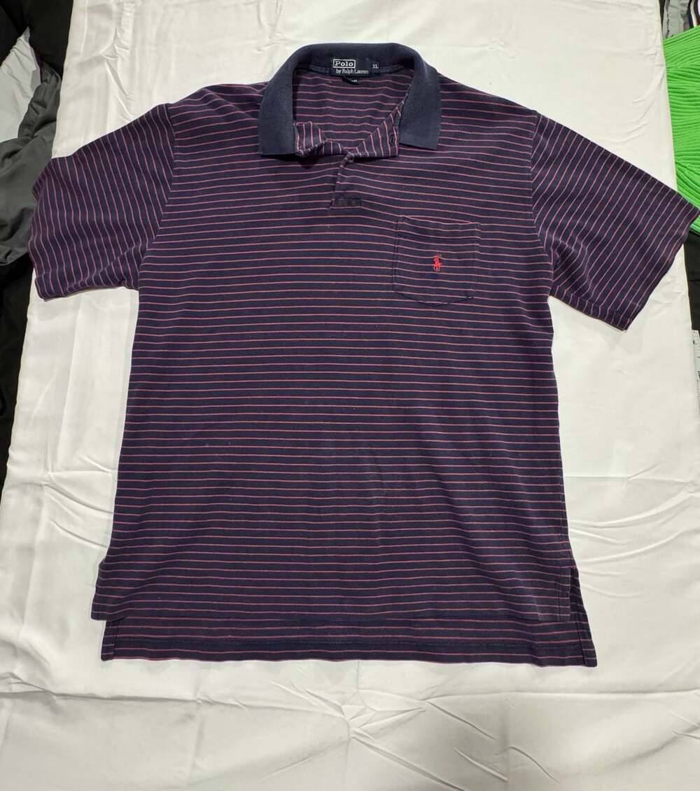 Vintage Polo Ralph Lauren Men's Striped Short-Sleeve Polo Shirt Y2K